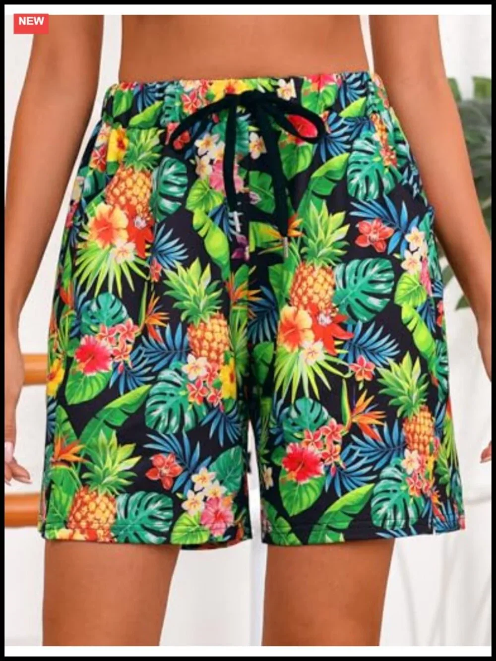 Women's Bermuda Shorts Cotton Spandex with Pockets Drawstring Lounge Yoga